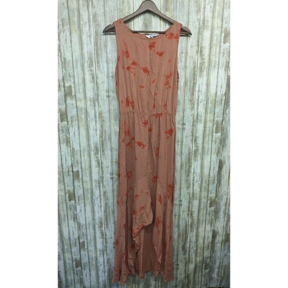 BB DAKOTA By Steve Madden Sleeveless Hi-Low Dress Clay Red Tie Dye Lightweight - Picture 1 of 7